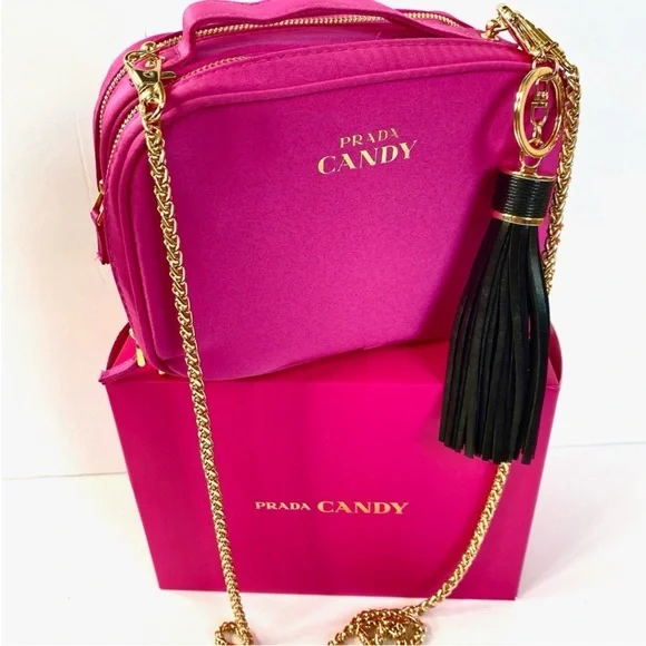 Prada Crossbody Bag Pouch Makeup Cosmetic Vanity Case Candy Pink Organizer New - Picture 7 of 7